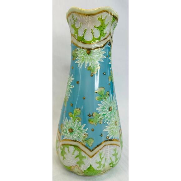 Antique Tall Porcelain Tankard Pitcher – Hand Painted Floral Design with Gilding - Picture 4 of 8